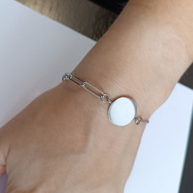 Dámský ocelový náramek na gravírování Disk + srdce