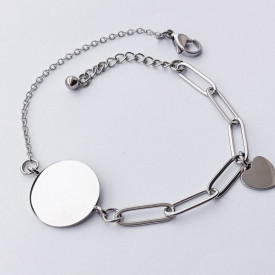 Dámský ocelový náramek na gravírování Disk + srdce