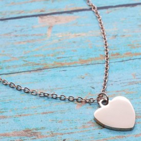 Ocelový náhrdelník na gravírování Srdce - silver, gold, rose gold