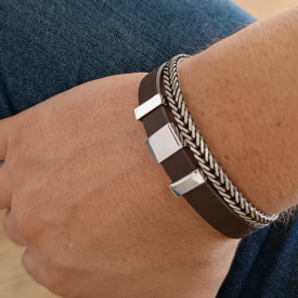 Pánský kožený náramek na gravírování 3x ID 