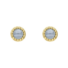 Stříbrné náušnice Březen - Blue Milky Aquamarine
