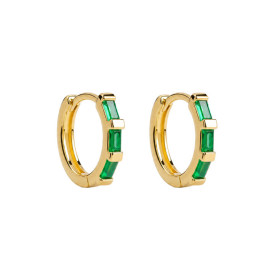 Stříbrné náušnice kruhy gold plated Emerald
