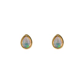 Stříbrné náušnice Říjen Cabochon Opal