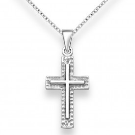 Stříbrný přívěsek Oxidized Hammered Cross