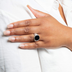Stříbrný prsten Black Onyx Signet UNISEX
