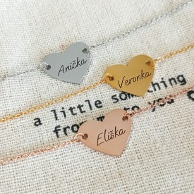 Ocelový náramek na gravírování - srdce